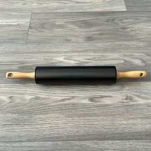 Metallic Black & Wood 10” Rolling Pin with 4” Handles